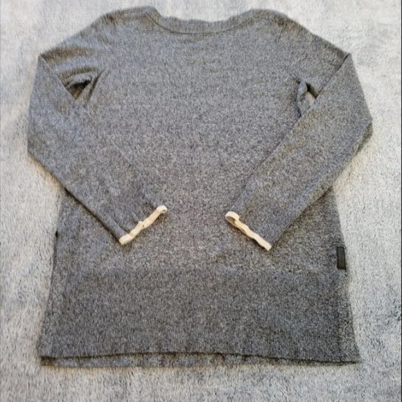 Roots Canada Cabin Women Sweater Medium Gray Pullover Y2K Knit Long Sleeve